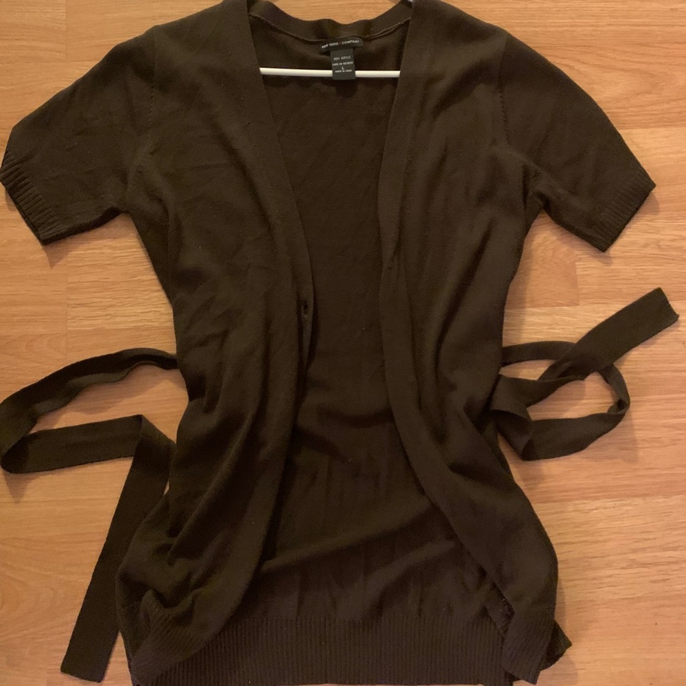 Long Cardigan Sweater-Short Sleeves